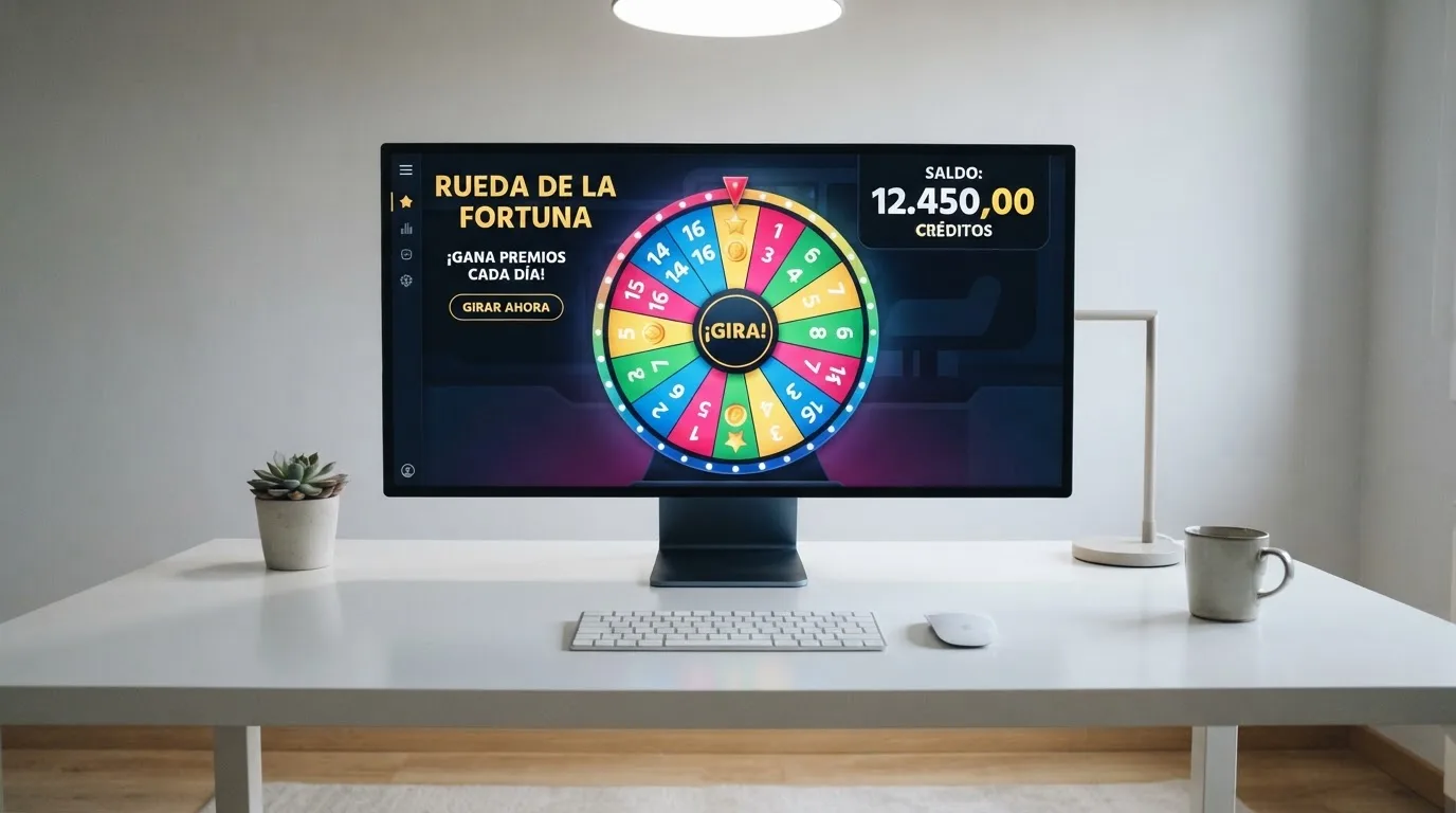 Interfaz del simulador no oficial de Crazy Time con la rueda virtual y 5.000 créditos de práctica en pantalla
